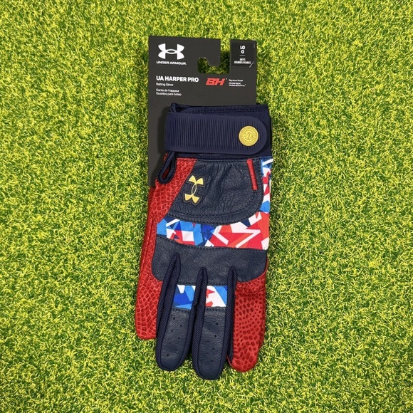 Under Armour UA Bryce Harper Pro Size Large USA Freedom Baseball Batting Gloves - Picture 1 of 6